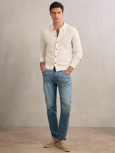 Wool V-Stitch Button-Through Cardigan Off White | Mens