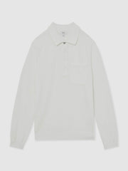 Cotton Concealed Placket Polo Shirt White | Mens