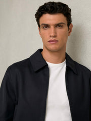 Lyocell-Cotton Zip-Through Twill Jacket Navy | Mens
