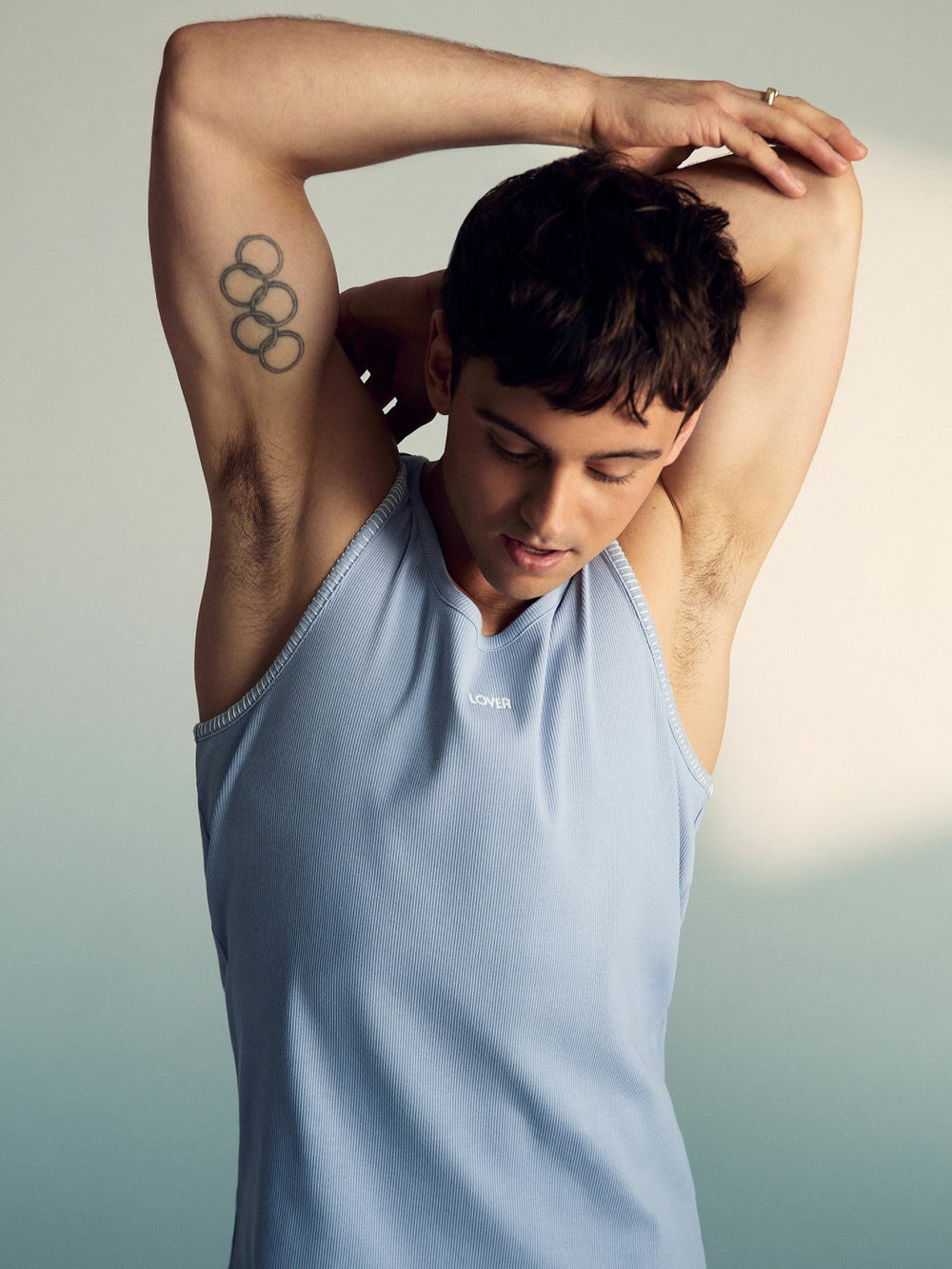 | Tom Daley Cotton Lover Vest with Stretch Soft Blue | Mens