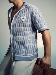 Tom Daley Wave-Knit Shirt Soft Blue/White | Mens
