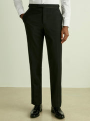 Wool-Blend Regular-Fit Tuxedo Trousers Black | Mens