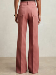 Twill Patch-Pocket Flared Trousers Pink | Womens