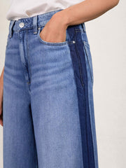 Paige Side Stripe Wide Leg Jeans Navy/Blue Stripe | Womens