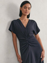 Petite Ruched-Front Midi Dress Navy | Womens