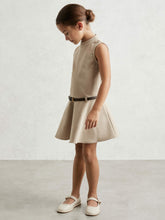 9-13 yrs Drop Waist Belted Sleeveless Dress Neutral | Children