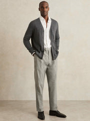 Regular Fit Herringbone Trousers With Cotton Grey | Mens