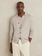 Merino Wool Button-Through Cardigan Wicker Brown Melange | Mens