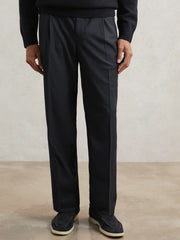 Relaxed-Fit Twill Drawstring Trousers Navy | Mens