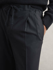Relaxed-Fit Twill Drawstring Trousers Navy | Mens