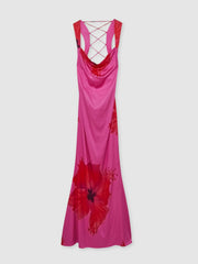 Good American Satin Floral Maxi Dress Pink | Womens