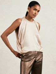 Silk Draped Sleeveless Top Champagne Neutral | Womens
