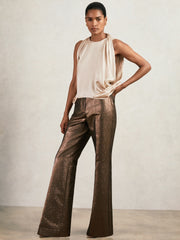Silk Draped Sleeveless Top Champagne Neutral | Womens