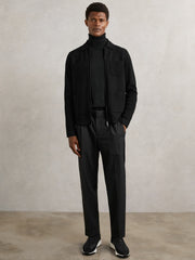 Four-Pocket Zip-Through Cardigan Black | Mens