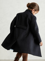 3-9 yrs Wool-Blend Funnel-Neck Coat Navy | Children