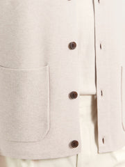 Button-Through Ribbed-Sleeve Shirt Oatmeal Brown | Mens