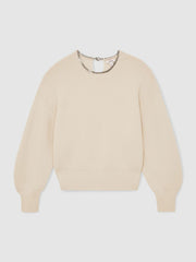 Wool-Blend Necklace-Trim Jumper with Cashmere Cream | Womens