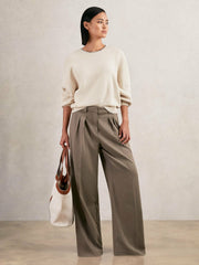 Wool-Blend Necklace-Trim Jumper with Cashmere Cream | Womens