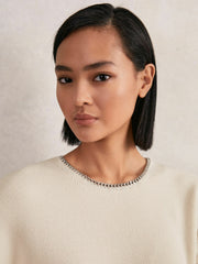 Wool-Blend Necklace-Trim Jumper with Cashmere Cream | Womens