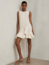 Ruffle Hem Belted Mini Dress Ivory | Womens