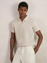 Textured Raglan Half-Zip Polo Shirt Stone | Mens