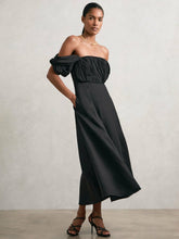 Bardot Sculpted Bodice Midi Dress With Linen Black | Womens