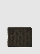 Leather Large Lattice-Effect Wallet Dark Brown | Mens