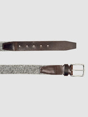 Webbing Belt With Leather Trim Soft Grey | Mens