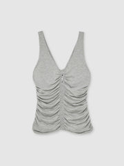 Stretch Lyocell Jersey Ruched Vest Silver Grey | Womens