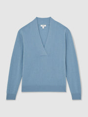 Cashmere V-Neck Jumper Blue | Womens