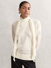 Wool Scarf-Tie Draped Jumper Cream | Womens