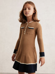 3-9 yrs Scallop-Trim Rib-Knit Dress Camel | Children