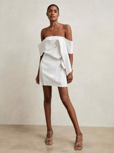 Sculptural Off-Shoulder Mini Dress Ivory | Womens