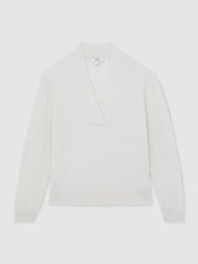 Cashmere V-Neck Jumper Cream | Womens
