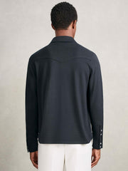Cotton-Cashmere Western Knitted Shirt Navy | Mens