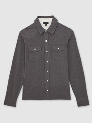 Cotton-Cashmere Western Knitted Shirt Charcoal Grey | Mens