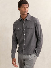 Cotton-Cashmere Western Knitted Shirt Charcoal Grey | Mens