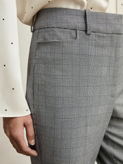 Petite Check Flared Suit Trousers Grey | Womens