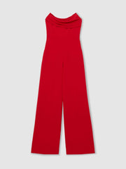Structured Strapless Wide-Leg Jumpsuit Red | Womens