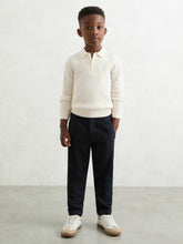 9-13 yrs Wool Waffle-Knit Half-Zip Polo Shirt Off White | Children