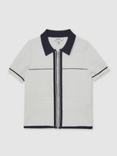 13-14 yrs Tipped Knit Zip-Through Shirt White/Navy | Children
