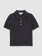 13-14 yrs Stitch-Detail Press-Stud Polo Shirt Navy Blue | Children