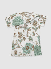 Sculpted Off-Shoulder Floral Mini Dress Linen-Cotton Ivory | Womens
