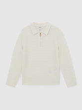 13-14 yrs Wool Waffle-Knit Half-Zip Polo Shirt Off White | Children