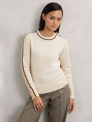 Wool-Blend Colour-Block Jumper With Cashmere Cream/Neutral | Womens