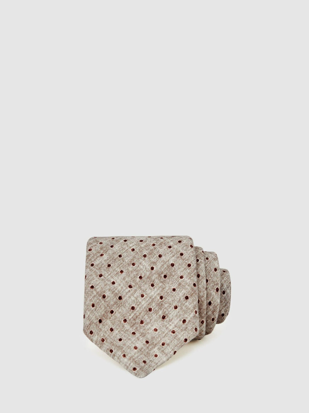 Wool-Cotton Polka-Dot Tie Grey Melange | Mens