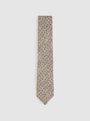 Wool-Cotton Polka-Dot Tie Grey Melange | Mens