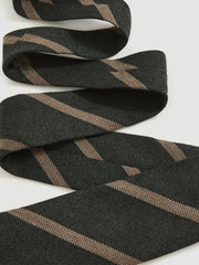 Wool-Silk Striped Tie Forest Green | Mens