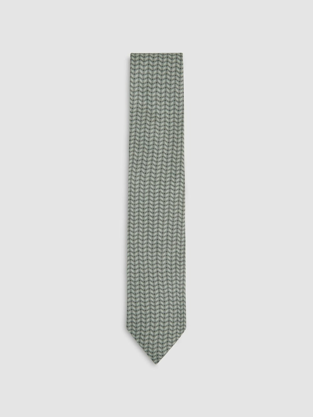 Silk Geometric-Chain Print Tie Sage | Mens
