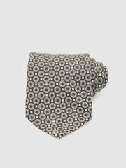 Silk Geometric-Print Tie Chocolate Brown Multi | Mens